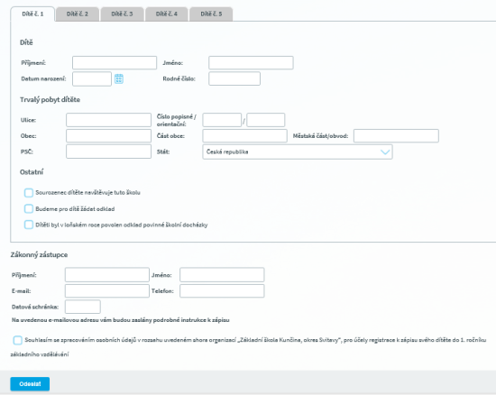 Náhled na elektronickou přihlášku